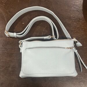 Elegant Gray Leather Crossbody Bag